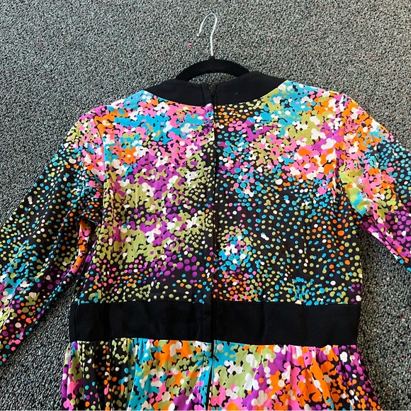 Vintage Y2K Polka Dot Black & Colorful Modest Lightweight Dress 3/4 Sleeves Sz M - Picture 9 of 14